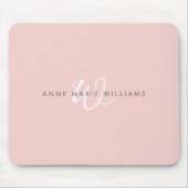 Moderne rosafarbene weiße Schriftmonogramm Mousepad (Vorne)
