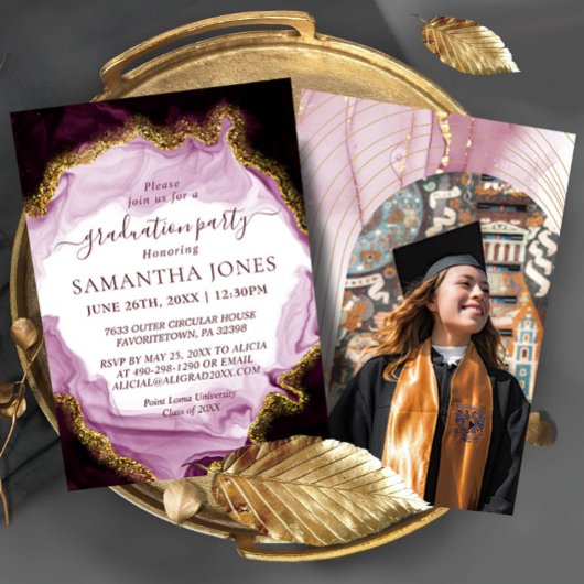 Moderne Rose Abschluss Einladung Vorlage