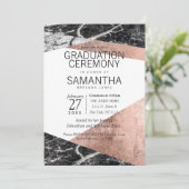 Moderne Rose - Abschluss Gold und Marmor Einladung (Stehend Vorderseite)