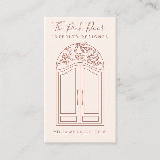 Moderne Rose Arch Eingang Vordertür Rosa Visitenkarte (Vorderseite)
