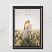 Moderne Rose auf schwarz Einladung (Rückseite)