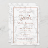 Moderne Rose aus grauem Marmor Gold Todesjahr Einladung (Vorne/Hinten)