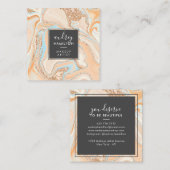 Moderne Rose aus pfirsichblauem Marmor mit Goldlac Quadratische Visitenkarte (Vorne/Hinten)