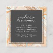 Moderne Rose aus pfirsichblauem Marmor mit Goldlac Quadratische Visitenkarte (Rückseite)