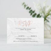 Moderne Rose aus weißem Marmor Gold Script Wedding Einladung (Stehend Vorderseite)