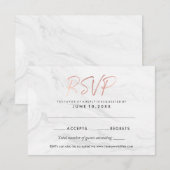Moderne Rose aus weißem Marmor Gold Script Wedding Einladung (Vorne/Hinten)