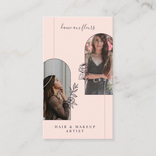 Moderne Rose Beauty Foto Rosa Visitenkarte (Vorderseite)