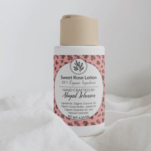 Moderne Rose & Blätter Bath & Body / Candle Quadratischer Aufkleber