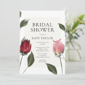 Moderne Rose Blumendusche Einladung (Stehend Vorderseite)