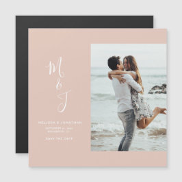 Moderne Rose Blush Botanische Hochzeit retten das  Magneteinladung