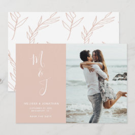 Moderne Rose Blush Botanische Hochzeit retten das  Save The Date