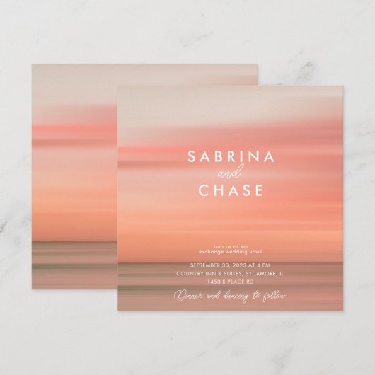 Moderne Rose Blush Hochzeit Einladung (Vorne/Hinten)