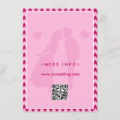 Moderne Rosé Chevron QR-Code Hochzeitsdetails Begleitkarte (Rückseite)