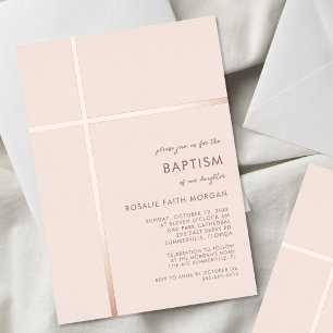 Moderne Rose Cross Baptismus Christening Einladung
