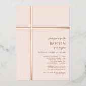 Moderne Rose Cross Baptismus Christening Einladung (Vorderseite)