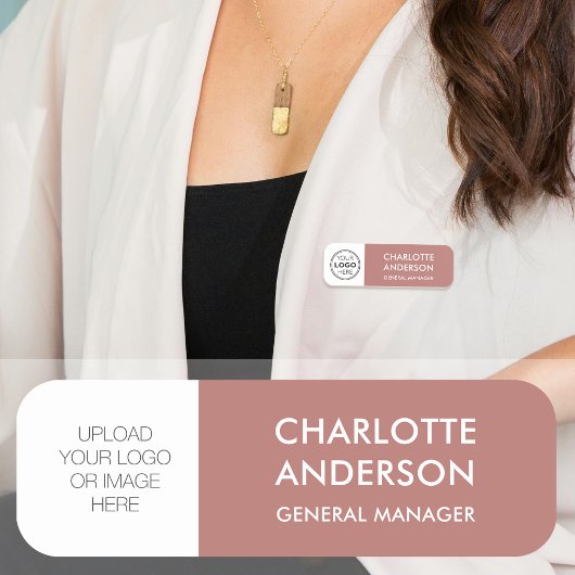 Moderne Rose der Logowüste für Mitarbeiter Namensschild