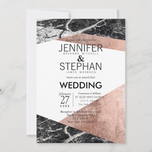 Moderne Rose - Einladungen für Hochzeiten in Gold  (Vorderseite)