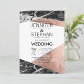 Moderne Rose - Einladungen für Hochzeiten in Gold  (Stehend Vorderseite)