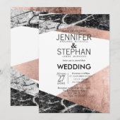 Moderne Rose - Einladungen für Hochzeiten in Gold  (Vorne/Hinten)