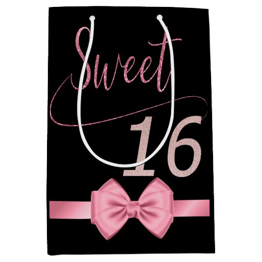 Moderne Rose elegant schick süß 16 Mittlere Geschenktüte (Vorderseite)