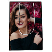 Moderne Rose elegant schick süß 16 Mittlere Geschenktüte (Rückseite)