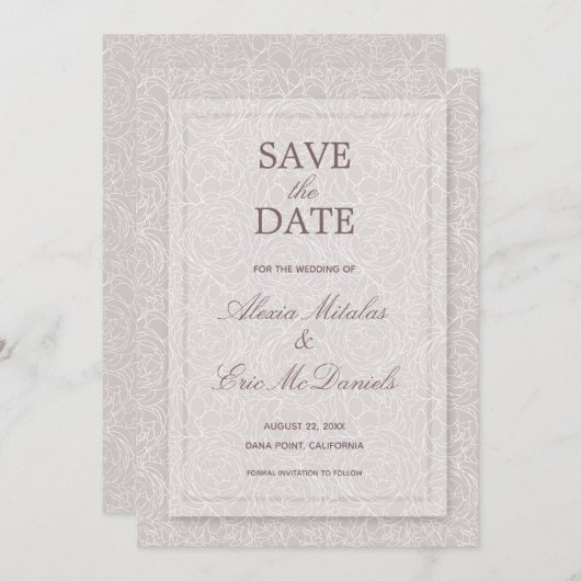 Moderne Rose Elegante Hochzeit Save The Date (Vorne/Hinten)