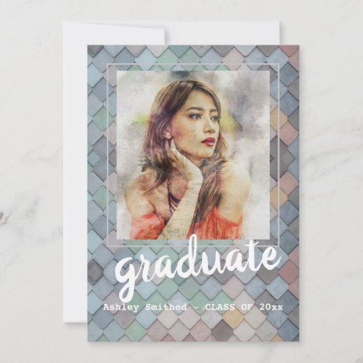 Moderne Rose Foto Frame Graduation Party Einladung (Vorderseite)