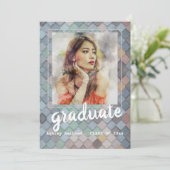 Moderne Rose Foto Frame Graduation Party Einladung (Stehend Vorderseite)