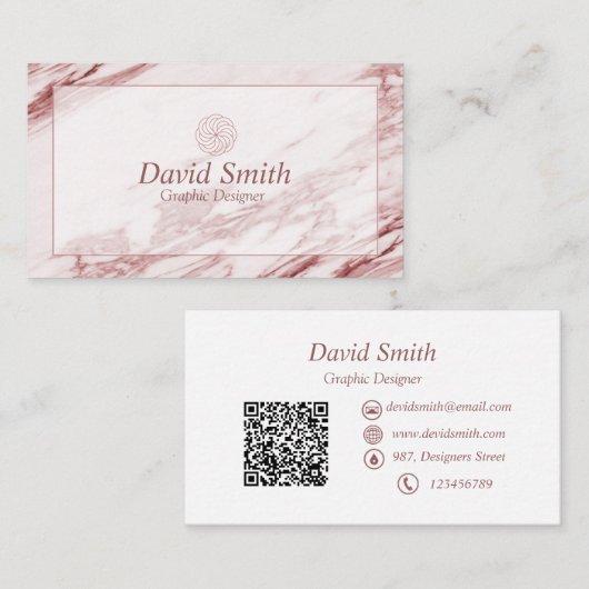 Moderne Rose für benutzerdefinierten QR-Code Graph Visitenkarte (Vorne/Hinten)