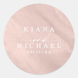 Moderne Rose für Hochzeiten mit Wasserfarbe Gold I Runder Aufkleber