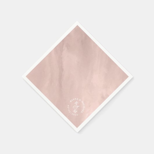 Moderne Rose für Hochzeiten mit Wasserfarbe Gold I Serviette (Ecke)