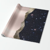 Moderne Rose für Schwarzen Glitzer Geschenkpapier (Ungerollt)