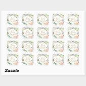 Moderne Rose Garland Baby Sprinkle Quadratischer Aufkleber (Blatt)