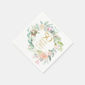 Moderne Rose Garland Flora 50 Jahre Jubiläum Serviette (Ecke)