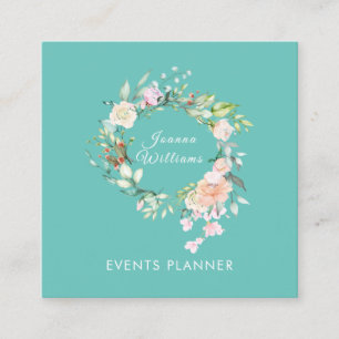 Moderne Rose Garland Square Business Card Quadratische Visitenkarte