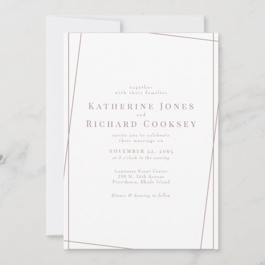 Moderne Rose Geometric No Parters Wedding Einladung (Vorderseite)