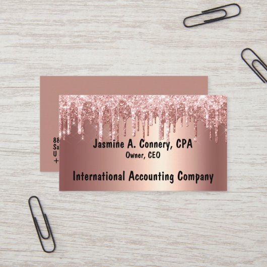 Moderne Rose Glitzer Business Card Visitenkarte (Vorderseite/Rückseite Beispiel)