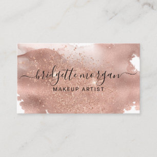 Moderne Rose Glitzer Foil Script Makeup Artist Visitenkarte