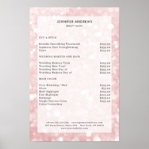 Moderne, Rose Glitzer Salon Preisliste Plakat