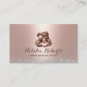 Moderne Rose Gold 3D Beauty Logo Hair Stylist Visitenkarte (Vorderseite)