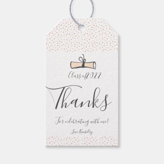 Moderne Rose Gold Abschluss Geschenkanhänger (Vorderseite)