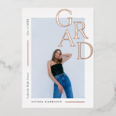 Moderne Rose Gold Abschluss Real Folieneinladung (Vorderseite)