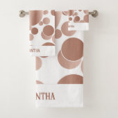 Moderne Rose Gold Abstrakt Polka Dots White Badhandtuch Set (Insitu)