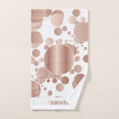 Moderne Rose Gold Abstrakt Polka Dots White Badhandtuch Set (Handtuch)