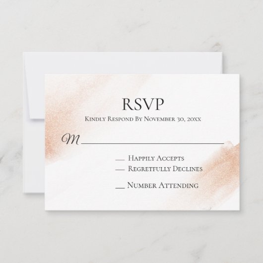 *~* Moderne Rose Gold Abstrakte Hochzeitsreise Ein RSVP Karte (Vorderseite)