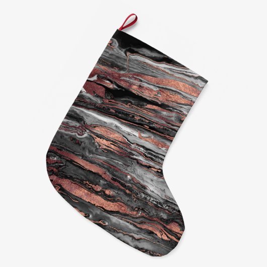 Moderne Rose Gold abstrakte Marmorfarbe Großer Weihnachtsstrumpf (Vorderansicht (hängend))