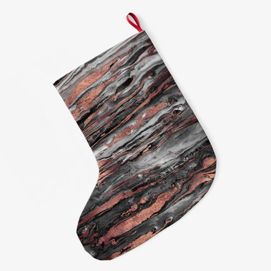 Moderne Rose Gold abstrakte Marmorfarbe Großer Weihnachtsstrumpf (Rückseite (Hängend))