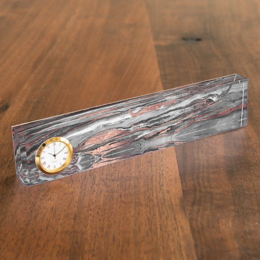 Moderne Rose Gold abstrakte Marmorfarbe Namensplakette (Seite)