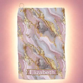 Moderne Rose Gold Achat gemusterte Personalisierte Golfhandtuch