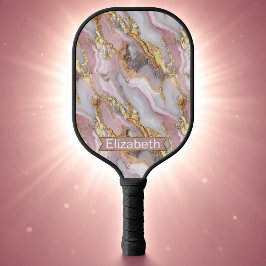 Moderne Rose Gold Achat gemusterte Personalisierte Pickleball Schläger